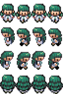 Professor Evergreen. Overworld sprite sheet.