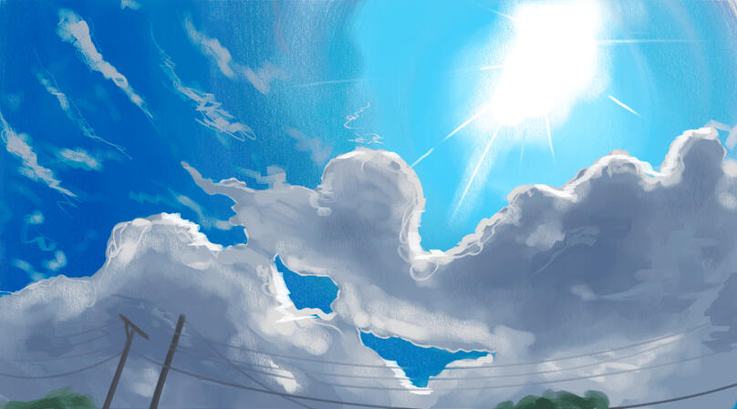 Noon. Detailed bg.