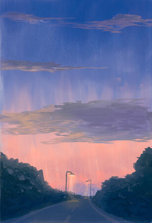 Sunset. Detailed bg.
